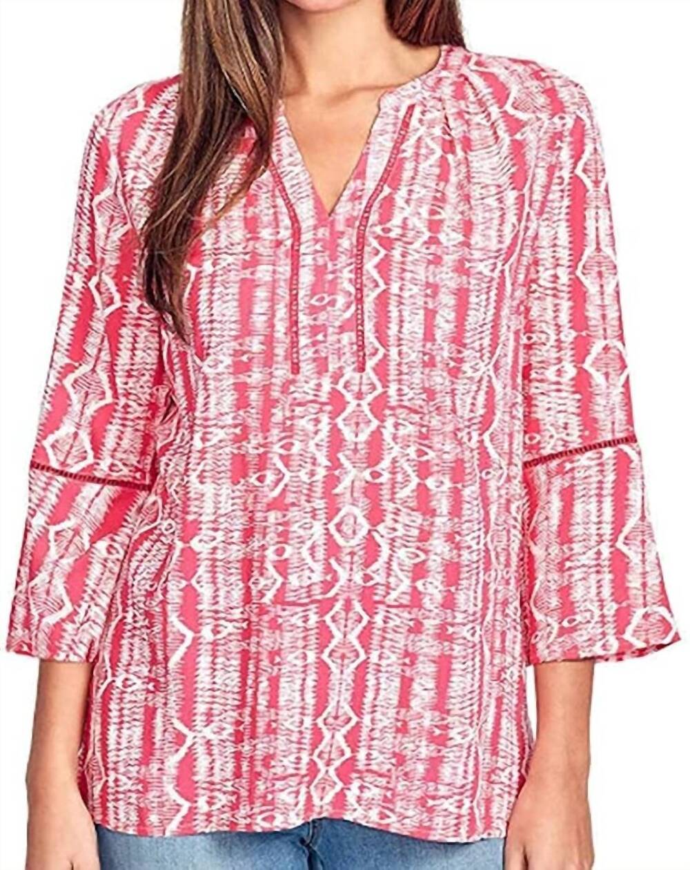 NEW GLORIA VANDERBILT nova flutter sleeve blouse in pink